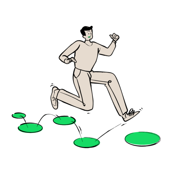 Recalibrate and step into clarity A man jumps ahead purposefully with clarity after psychic reading